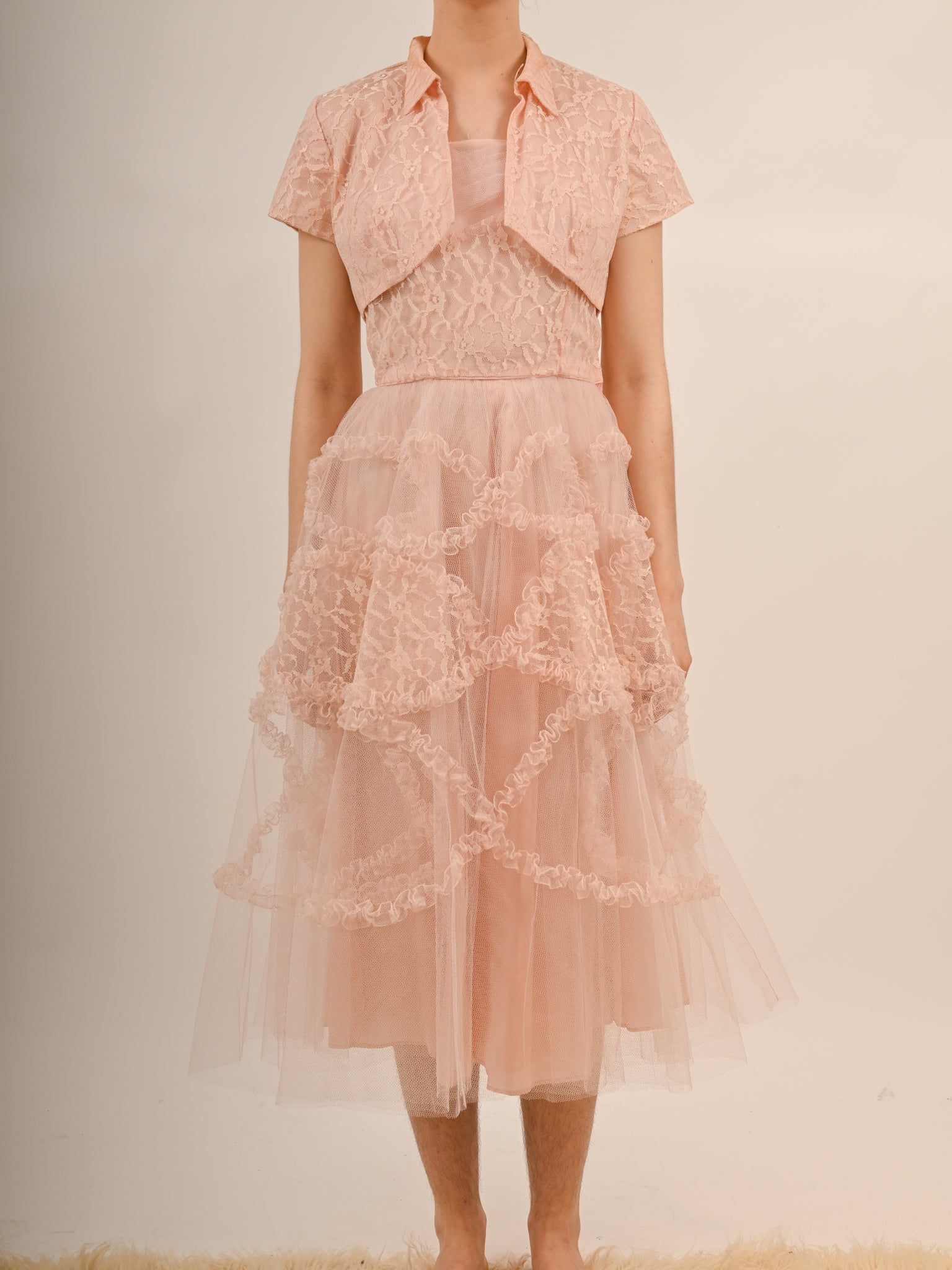 barbie prom dress 1950s Bubblegum Pink Tulle Barbie Prom Gown with Matching Bolero V688 – Erin Templeton