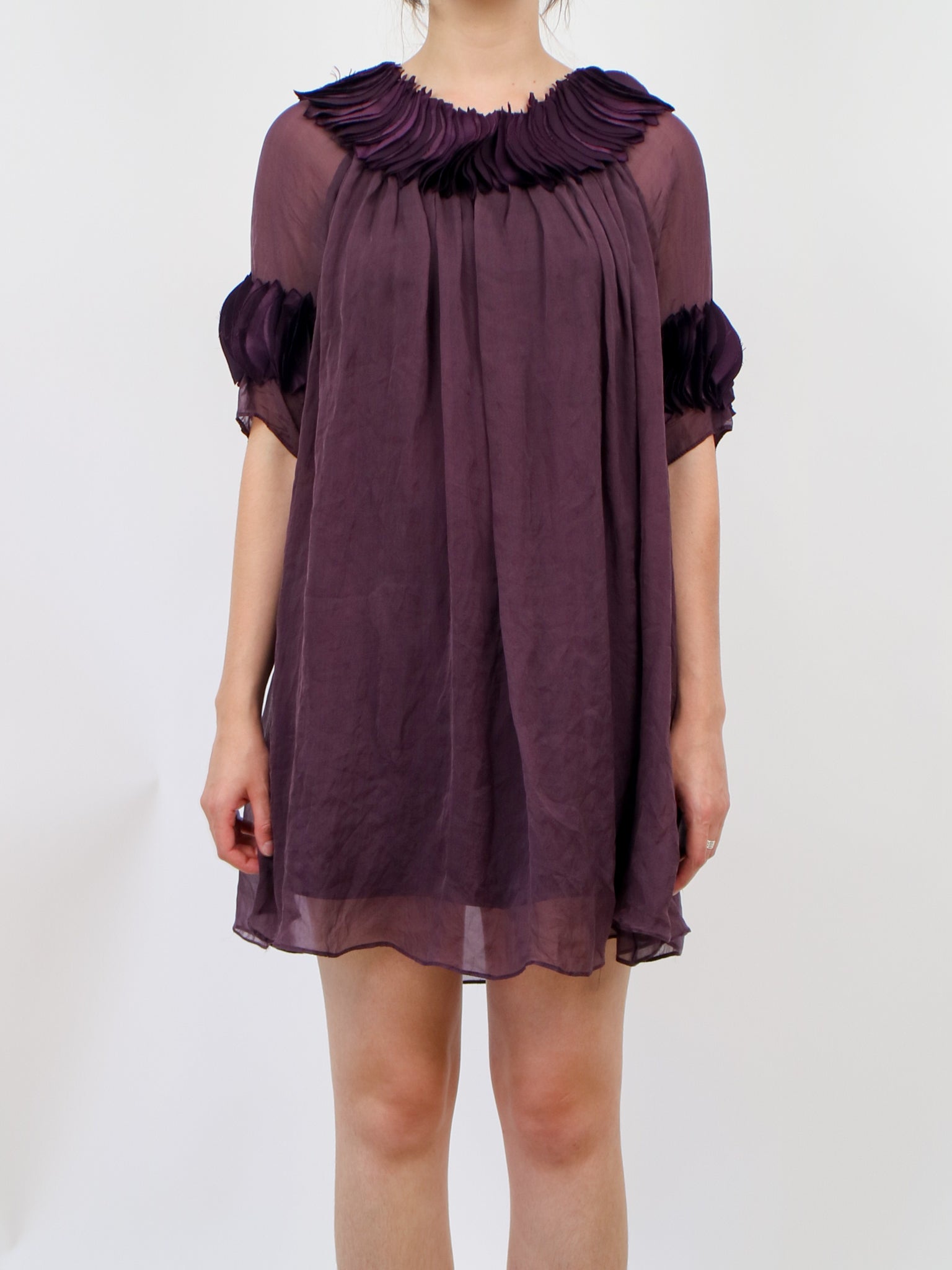 2000s Y2K stella mccartney funky ruffled designer silk shift dress v26 Erin Templeton 2000s Y2K stella mccartney funky ruffled designer silk shift dress v26 Erin Templeton