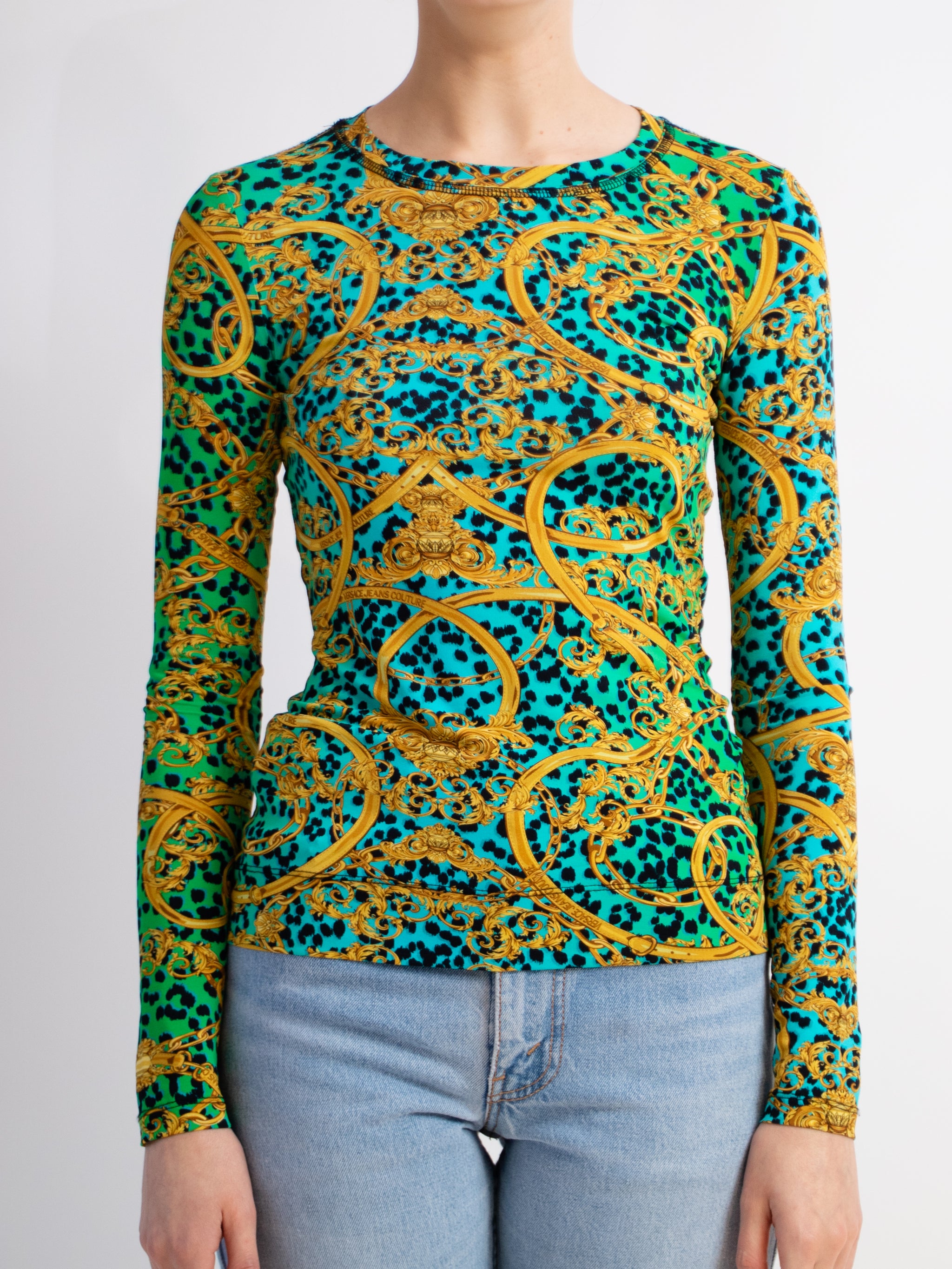 Versace Jeans Couture Leopard Chain-print long sleeve top