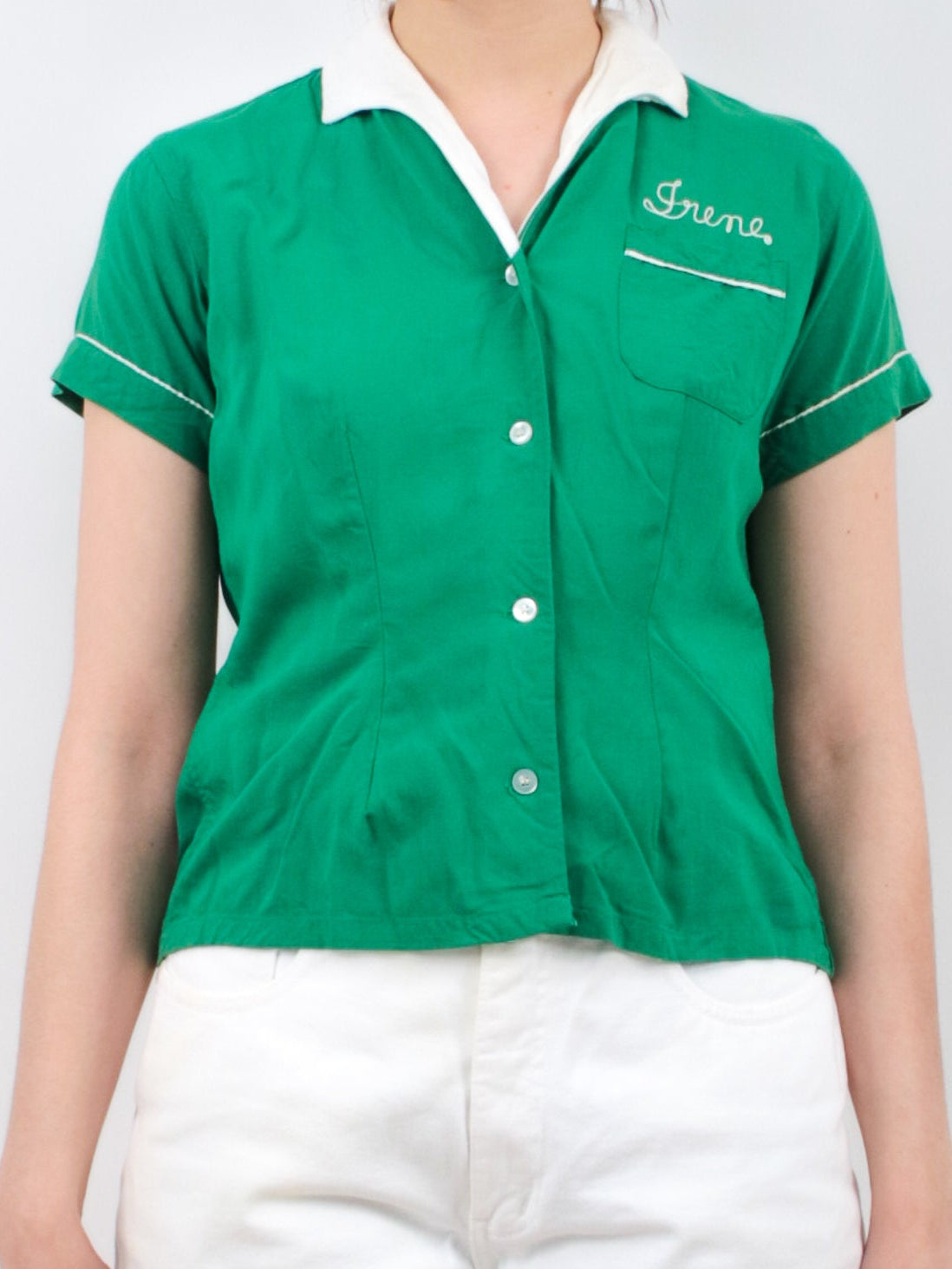 late 40s early 50s rayon women's Hilton size 36 bowling shirt with