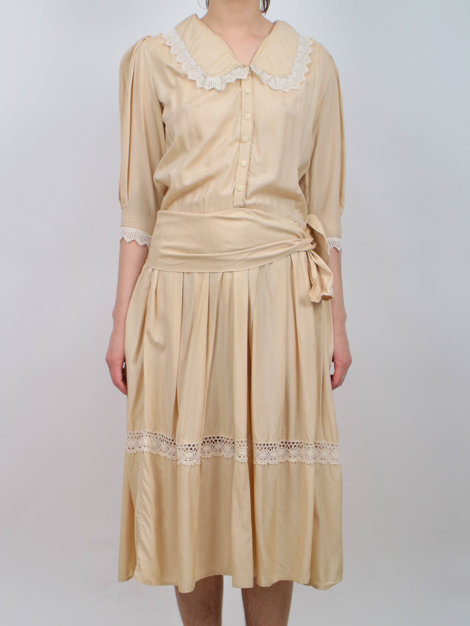 20s drop waist dress Black Silk Dropped Waist Dress with Wide Lace Trim circa 1920s  Dorothea's  Closet Vintage