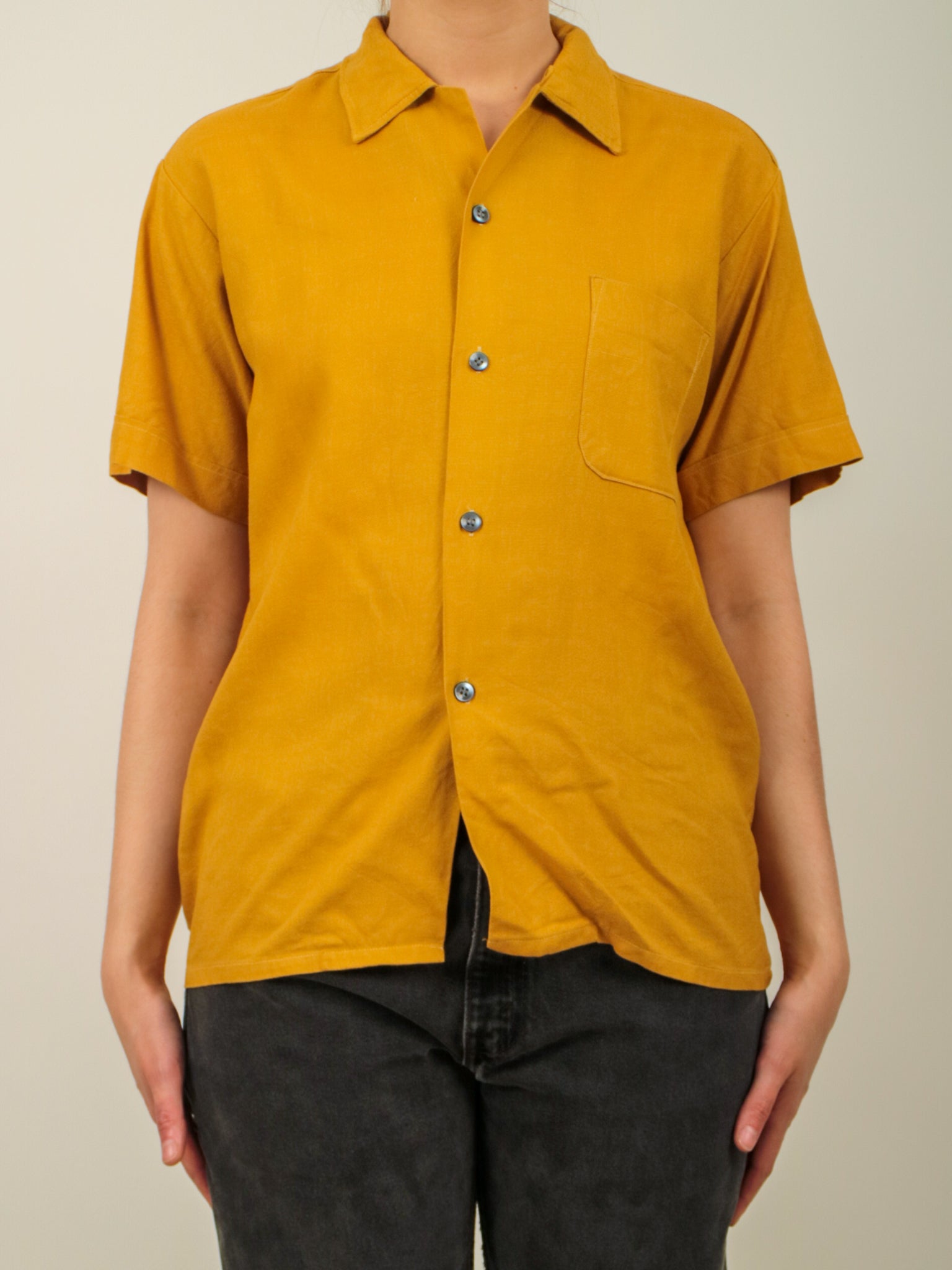 1960s mustard yellow shortsleeve shirt V206 – Erin Templeton