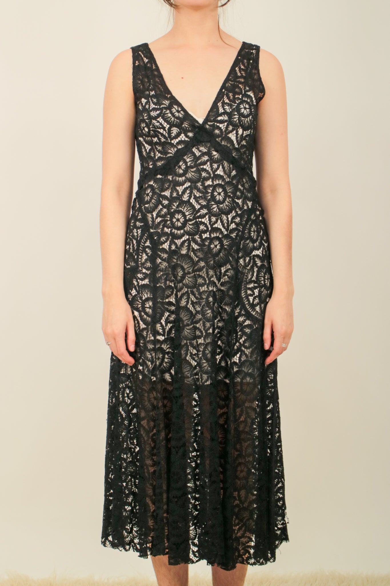 1930s black lace knit party dress v231 Erin Templeton 1930s black lace knit party dress v231 Erin Templeton