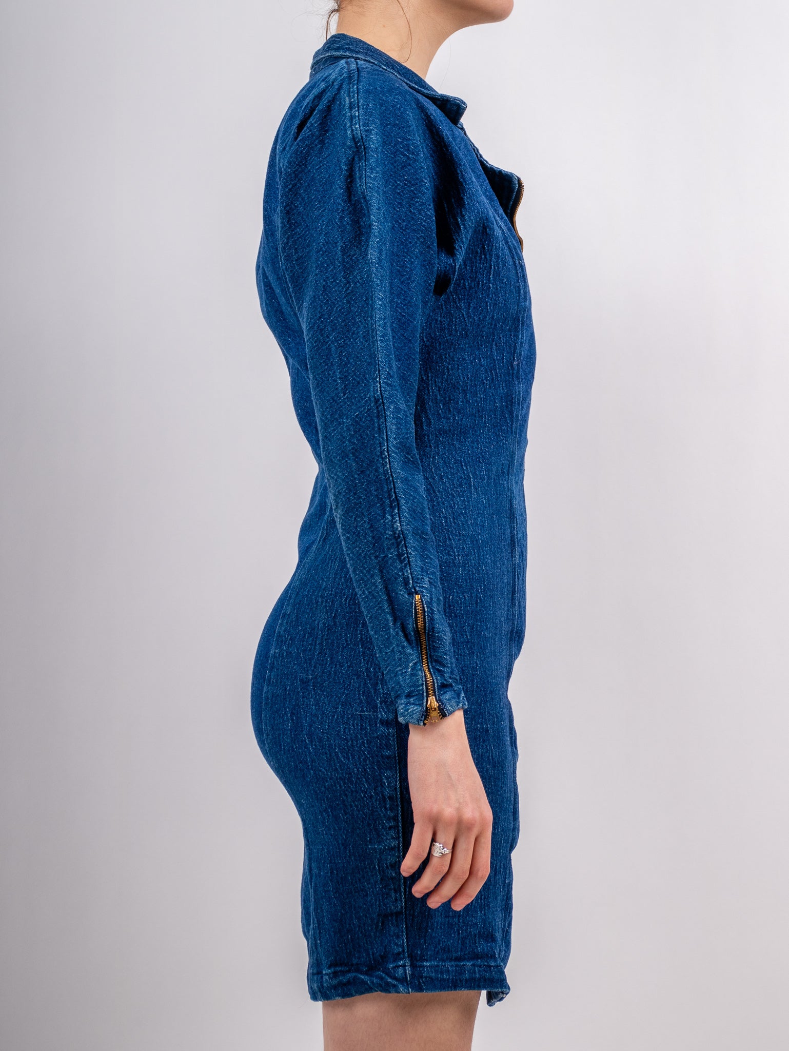 paris blues denim dress Vintage 80s Paris Blues Denim Dress - XS-S Button Front